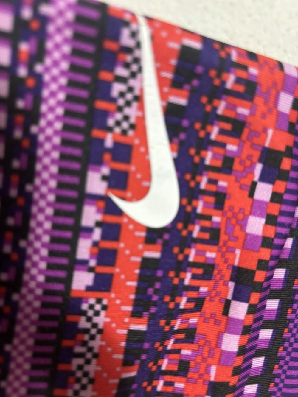 Nike Dri-FIT Running Leggings Womens Purple Orange Geometric Pixel Print XL
